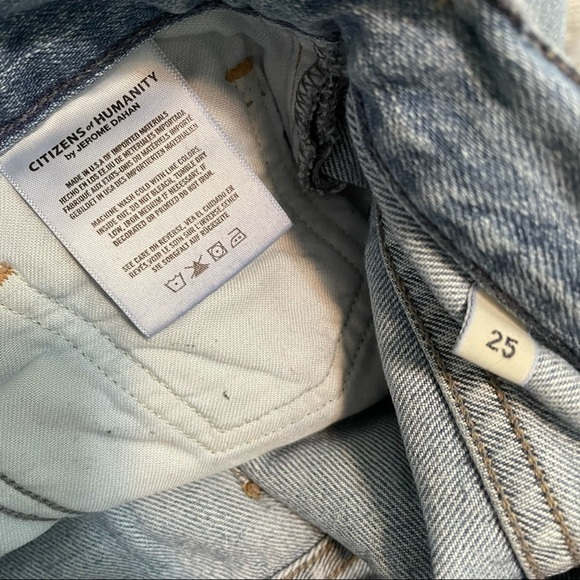 CITIZENS of Humanity Liya High Rise Classic Fit Crop Blue Distressed Jeans 25 - Picture 5 of 9